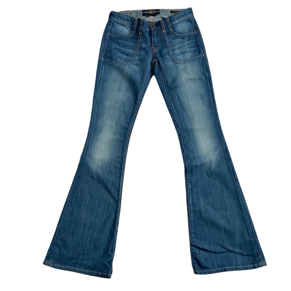 Lucky Brand Charlie Flare Low Rise Abbey Trouser in Kerrigan Wash (Medium Blue)